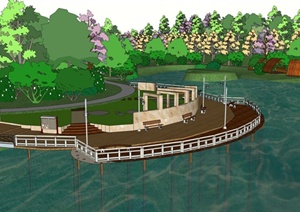 某现代中式风格精致湿地公园景观规划设计SU(草图大师)模型