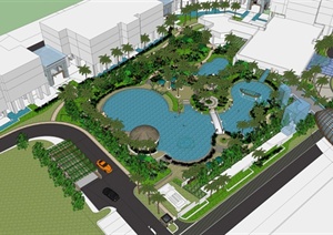 三亚某酒店东南亚风格景观规划设计SU(草图大师)模型