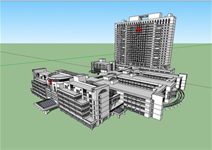 现代风格详细医院建筑设计SU(草图大师)模型