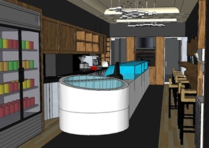 现代风格室内小型咖啡店设计su模型