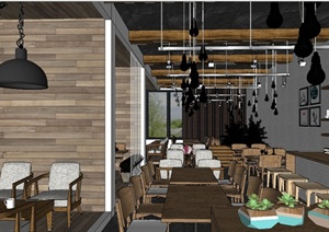 现代咖啡馆咖啡厅详细设计SU(草图大师)模型