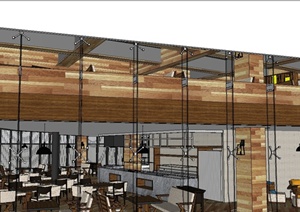 某现代两层主题餐厅室内设计SU(草图大师)模型