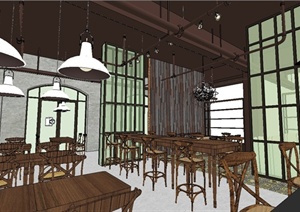 欧式咖啡厅室内设计SU(草图大师)模型
