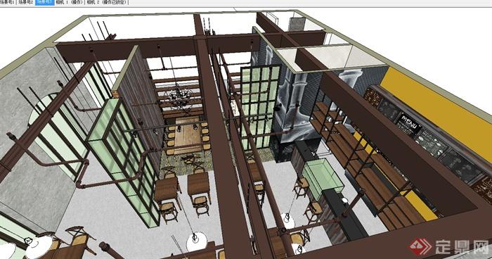 欧式咖啡厅室内设计SU模型(3)
