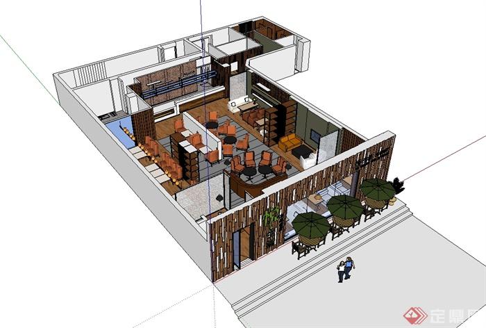 某现代风格餐饮咖啡厅设计SU模型(1)