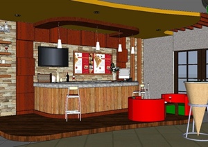 现代咖啡馆室内详细设计SU(草图大师)模型