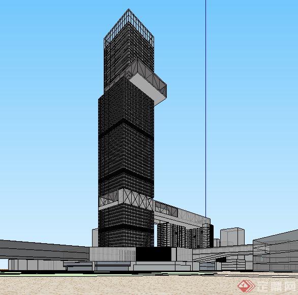 现代产业园高层办公楼建筑su模型(2)