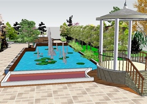 混搭风格生态疗养公园景观设计SU(草图大师)模型