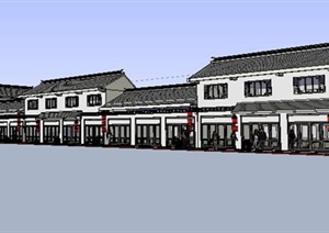 某精致现代中式风格沿街商业建筑设计SU(草图大师)模型