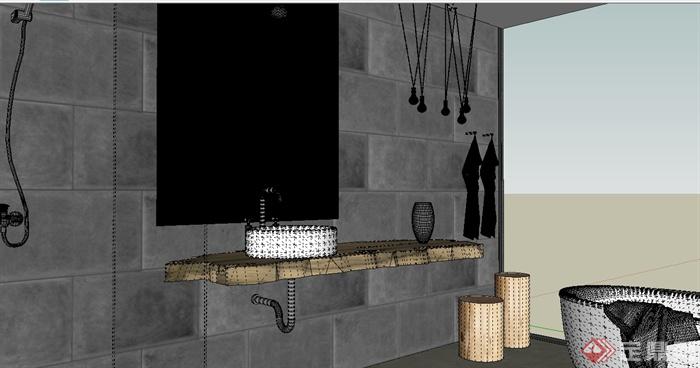 某现代风格浴室空间设计su模型带效果图(4)