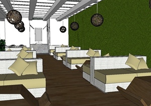 现代创意风格室内咖啡厅SU(草图大师)模型