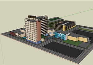现代风格详细医院多层建筑设计SU(草图大师)模型