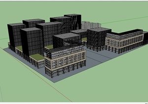 现代风格办公园区建筑楼设计SU(草图大师)模型