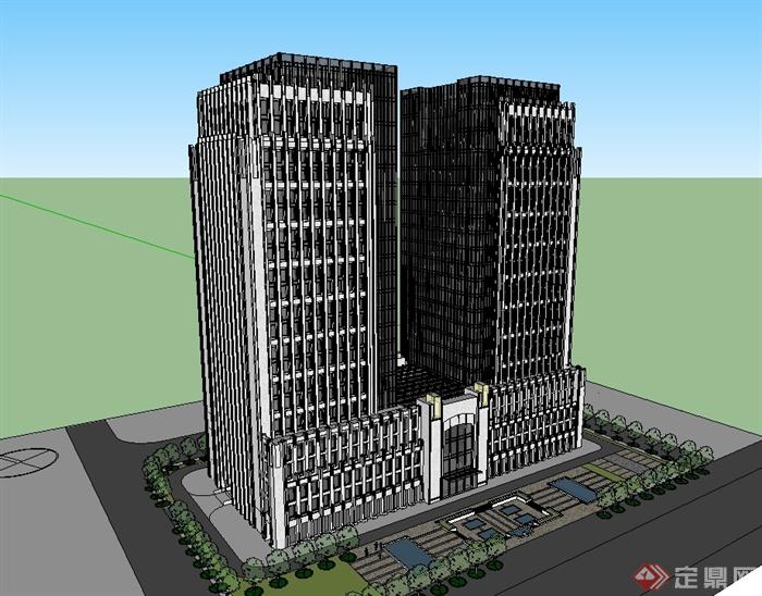 现代风格详细综合酒店办公大楼设计su模型(2)