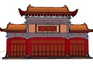 古典中式门头大门设计SU(草图大师)模型