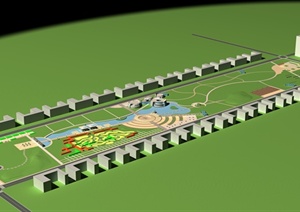 三个不同的园林景观场景设计设计3d模型