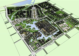 某现代中式风格城市住宅小区规划设计SU(草图大师)模型