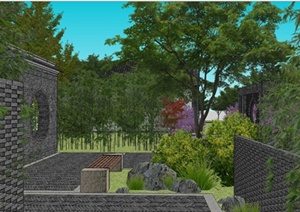 古典中式花园式景观及建筑精致设计SU(草图大师)模型
