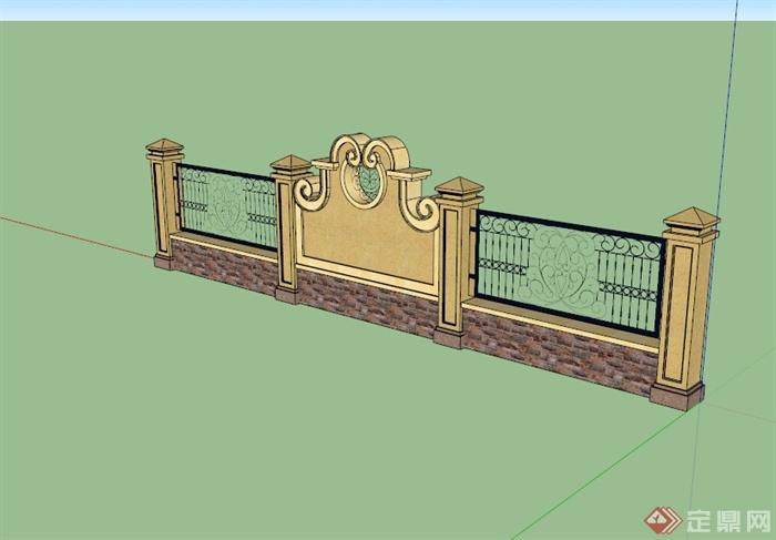 法式风格围墙设计su模型(2)