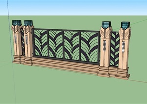 某简欧风格详细小区围墙设计SU(草图大师)模型