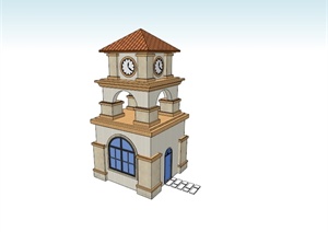 某欧式风格岗亭钟塔楼设计SU(草图大师)模型