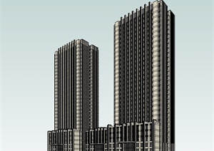 新古典风格详细酒店办公楼设计SU(草图大师)模型