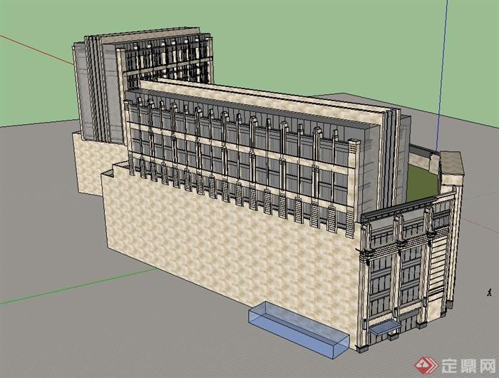 新古典商业综合体建筑设计su模型(2)