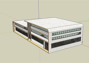 某现代多层图书馆建筑设计SU(草图大师)模型