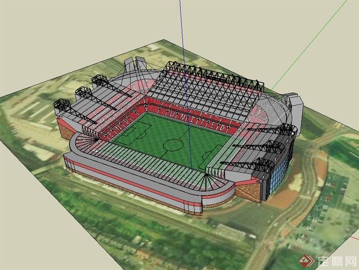 某现代风格足球场建筑楼设计su模型(2)