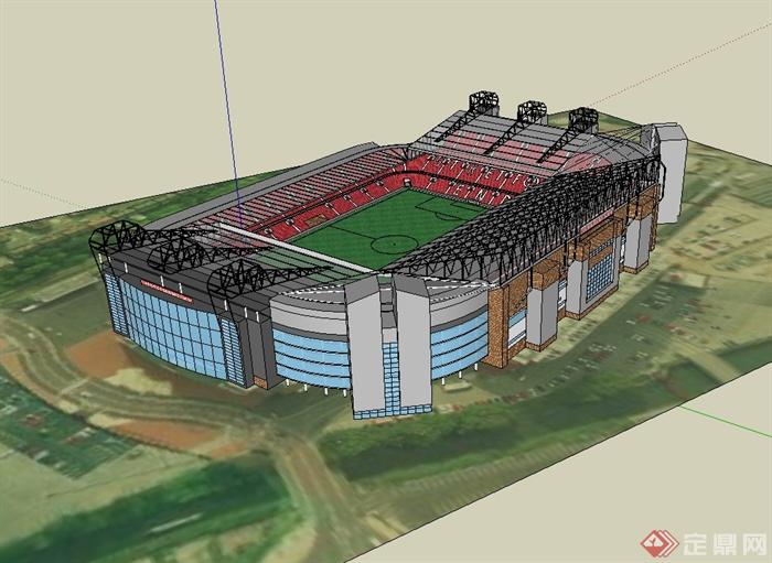 某现代风格足球场建筑楼设计su模型(3)