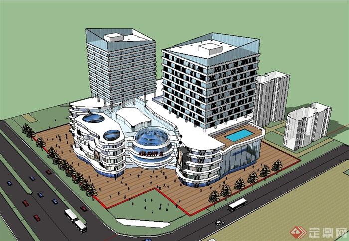 现代风格商业楼办公楼综合设计su模型(3)