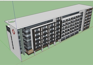 现代风格住院楼建筑设计SU(草图大师)模型