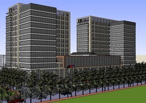 现代商业综合大厦建筑设计SU(草图大师)模型