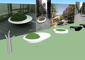 现代风格树池坐凳设计合集SU(草图大师)模型