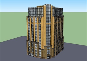 新古典风格高层办公楼大厦楼设计SU(草图大师)模型