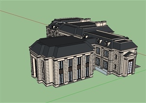 法式多层办公楼建筑设计SU(草图大师)模型