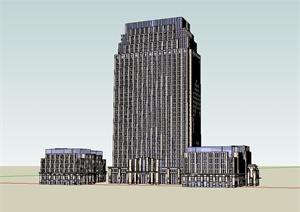 某新古典风格高层办公大厦设计SU(草图大师)模型