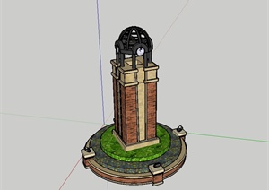 某欧式风格独特详细钟楼设计SU(草图大师)模型