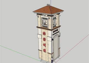 某欧式风格详细完整塔楼设计SU(草图大师)模型