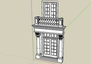 某欧式风格建筑门窗及门廊设计SU(草图大师)模型