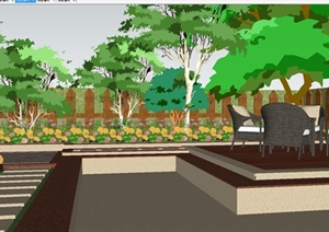 某现代风格别墅庭院花园景观规划设计SU(草图大师)模型