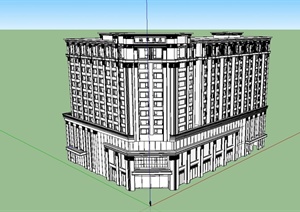 新古典风格酒店详细建筑设计SU(草图大师)模型