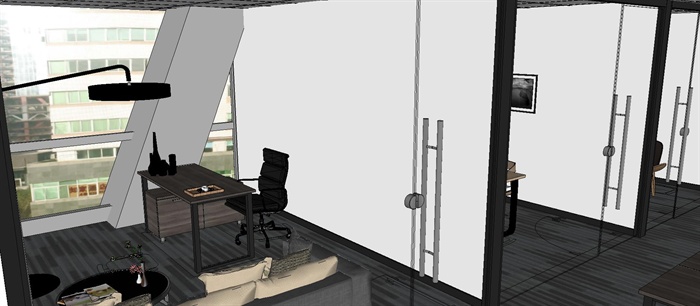 写字楼办公室装潢方案SU精致设计模型(4)