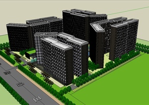 现代风格高层科技园办公建筑楼设计SU(草图大师)模型