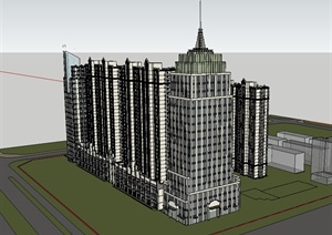 现代高层办公住宅楼综合设计SU(草图大师)模型