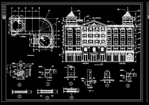 某欧式风格详细精致酒店建筑设计cad施工图