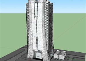 现代风格高层无材质贴图办公楼设计SU(草图大师)模型
