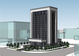 现代风格高层办公大楼设计SU(草图大师)模型