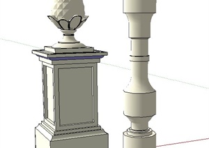 景观柱及栏杆柱子SU(草图大师)模型
