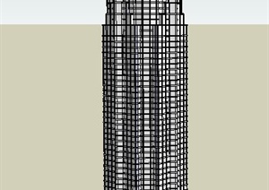 现代高层尖顶酒店建筑设计Su模型